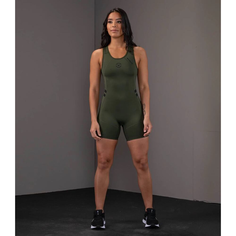Virus Elevate V2 Singlet Wrestling Powerlifting Evergreen Green Women's XS - Picture 8 of 13